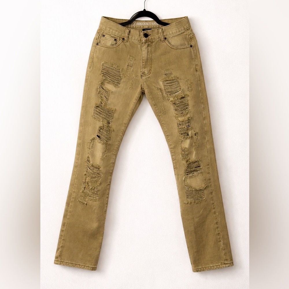 Argonaut Denim Co Distressed Jeans Olive Khaki Skinny 30x32